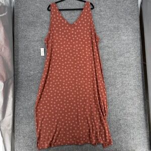 Women's 3X Drapey Sun Dress Summer Plus Size Vacation Resort Rayon Rust 70s